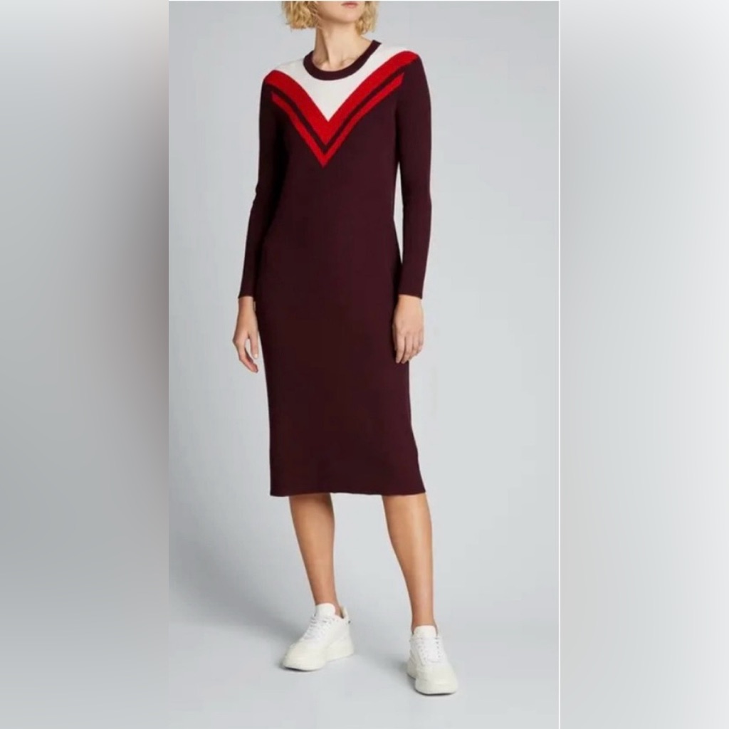 Tory Burch Merino Ribbed Chevron Dress